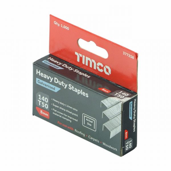 Heavy Duty Staples 8mm - Chisel Point - Galvanised (1000) - Image 2