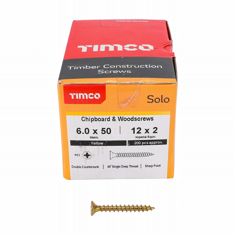 Screws Recessed Yellow M6 50 (200) Timco