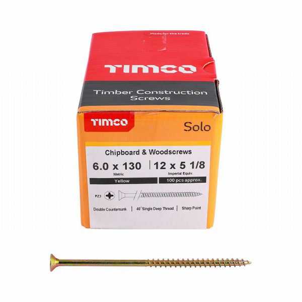 Screws Recessed Yellow M6 130 (100) Timco