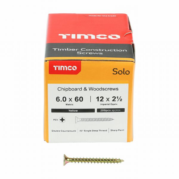 Screws Recessed Yellow M6 60 (200) Timco