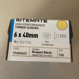 Countersunk Timber Screw M6x40 Black Ruspert (100)