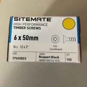 Countersunk Timber Screw M6x50 Black Ruspert (100)