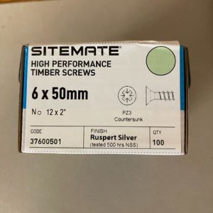 Countersunk Timber Screw M6x50 Silver Ruspert (100)