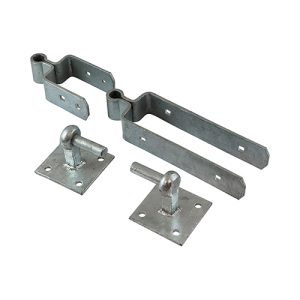Double Strap Hinge Set with Hook on Plate – Hot Dipped Galvanise