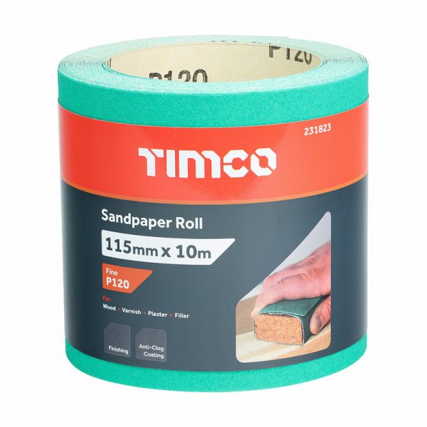Sandpaper Roll - 120 Grit - Green 115mm x 10m