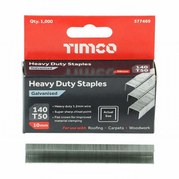 Heavy Duty Staples 10mm - Chisel Point - Galvanised (1000)